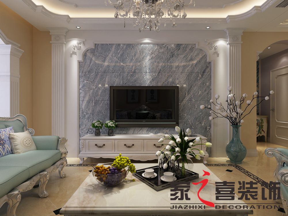 信陽裝修案例茗陽天下 簡歐風(fēng)格 120㎡