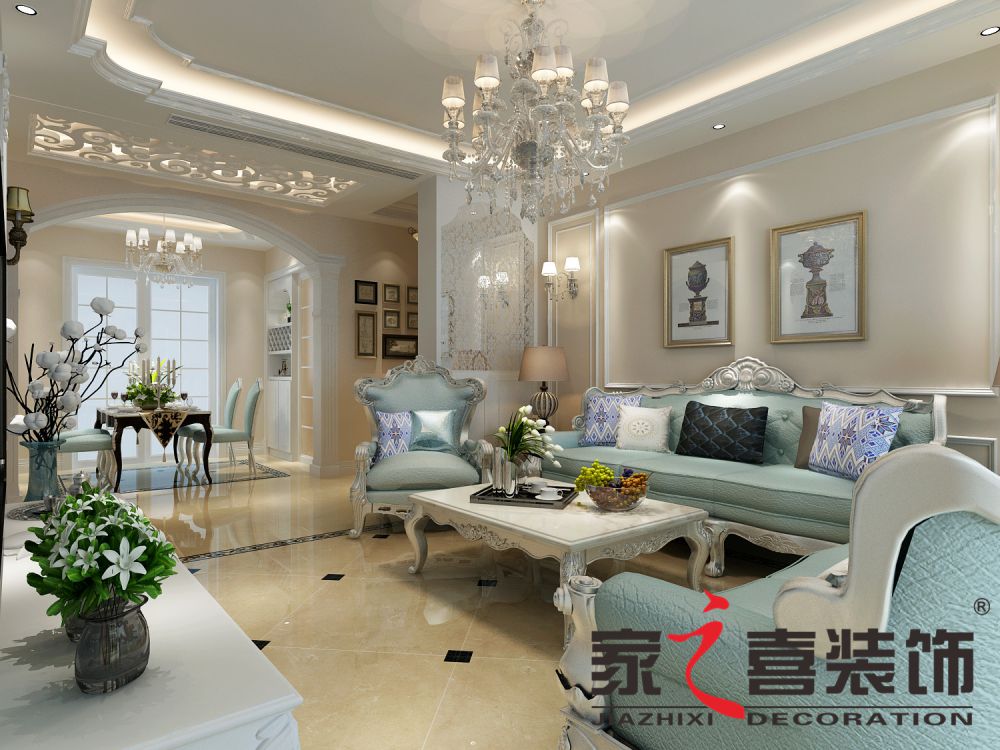 信陽裝修案例茗陽天下 簡歐風(fēng)格 120㎡