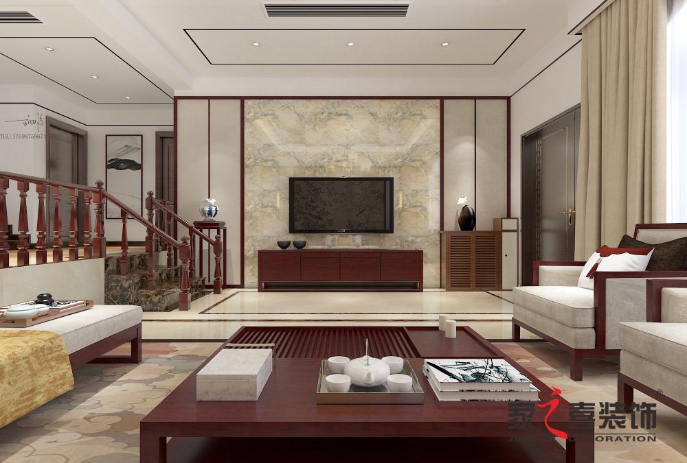 信陽(yáng)裝修案例華貴源聯(lián)排別墅330平 古典中式風(fēng)格