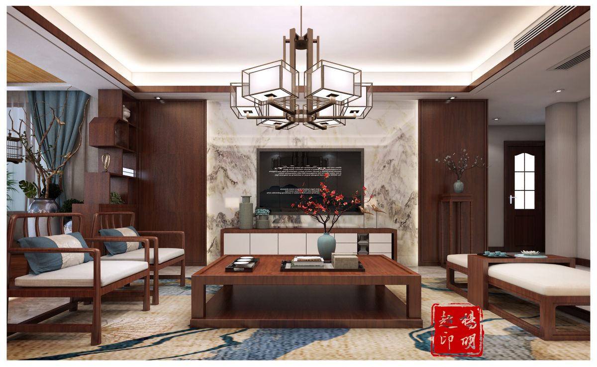 信陽(yáng)裝修案例信陽(yáng)裝修案例:領(lǐng)秀城福山園110平方新中式
