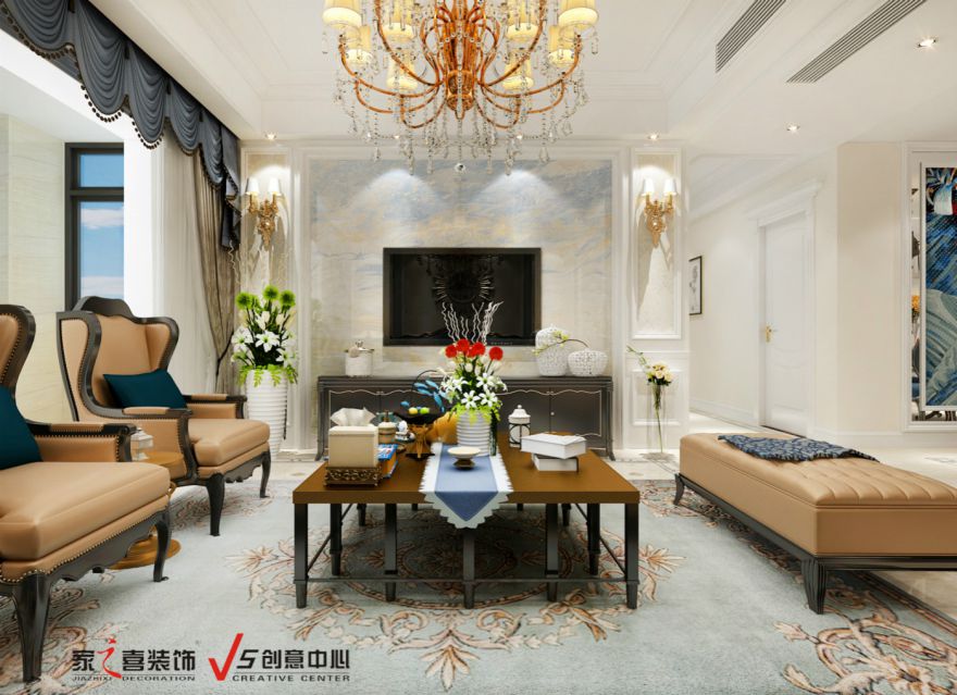 信陽(yáng)裝修案例：中心醫(yī)院家屬院158平簡(jiǎn)歐風(fēng)格